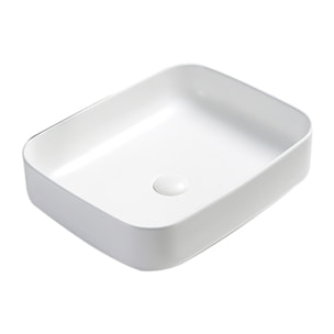 Set vasque à poser rectangulaire 50x39x13cm sans trop-plein + bonde à écoulement libre Infinitio blanc