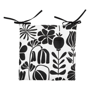 Galette de chaise "Twisted lime" coton noir & blanc 38x38cm