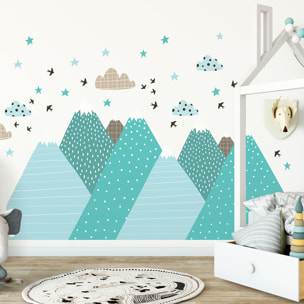 Stickers muraux enfants - Décoration chambre bébé - Autocollant Sticker mural géant enfant montagnes scandinaves JESSIKA