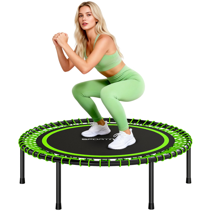 Trampolín de Fitness Adultos Ø114 cm, Cama Elástica con Marco de Acero Reforzado, para Entrenamiento Piernas, Cuerpo en Hogar, Oficina, Gimnasio, Verde y Negro