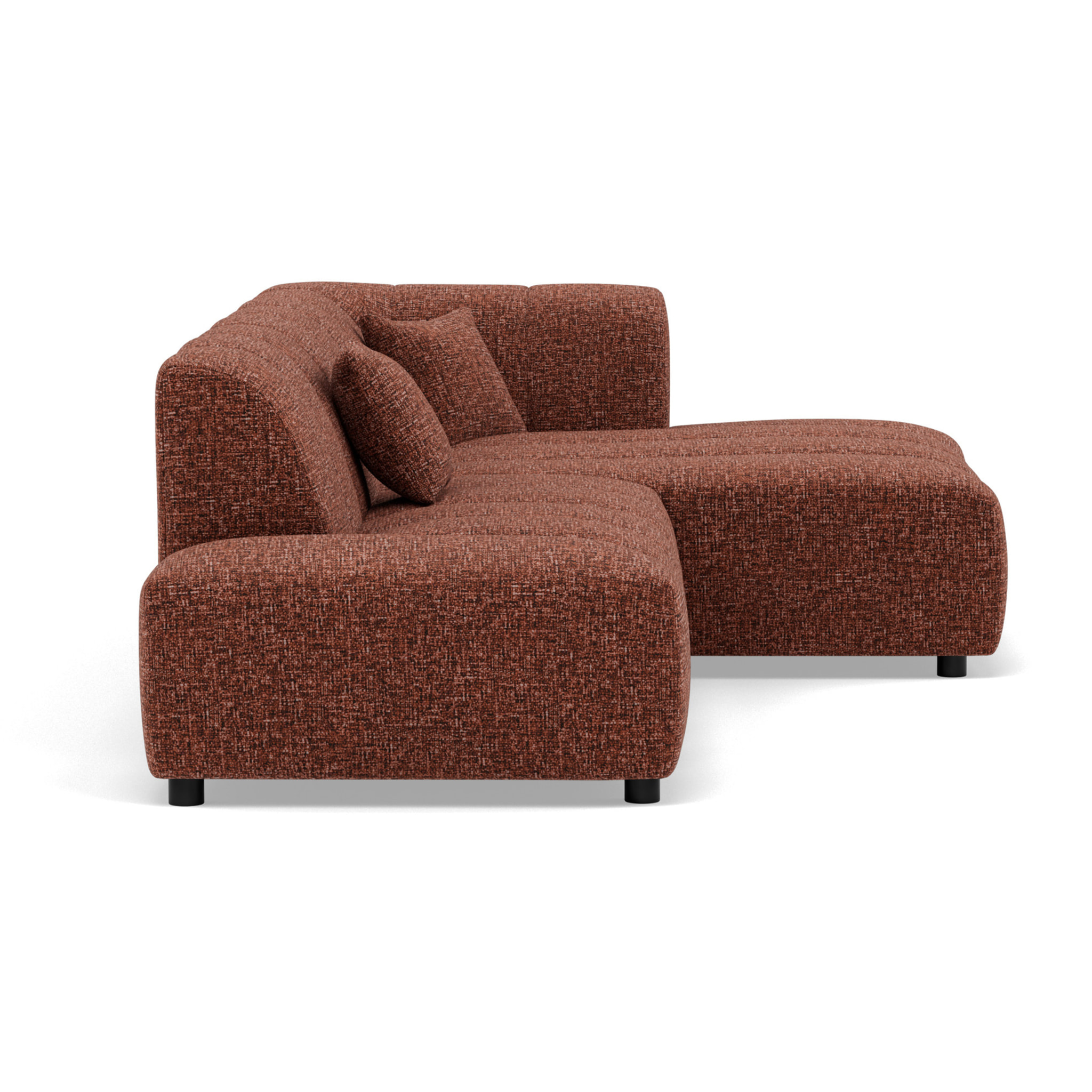 Curtis - canapé d'angle droit 4 places sans accoudoir en tissu texturé - Terracotta