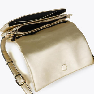 Borsa a tracolla in ecopelle con tre scomparti e patta