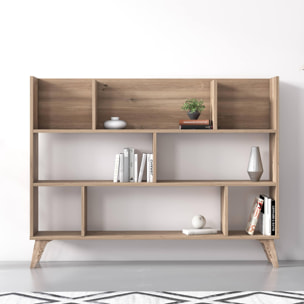 Libreria con otto vani aperti, cm 139,60 x 25 x 106, colore quercia