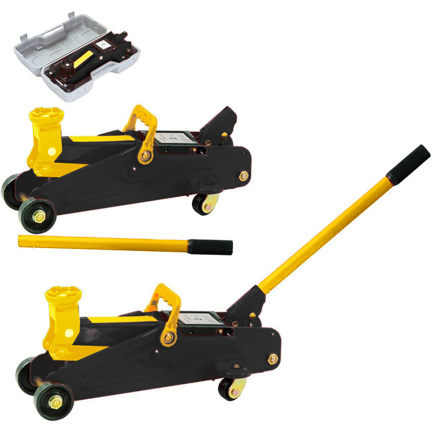 Cric Sollevatore Idraulico Per Auto Martinetto 2t Ruote Bidirezionali A Cuscinetto Assetto Ribassato Professionale Veicoli Auto Moto Con Valigetta