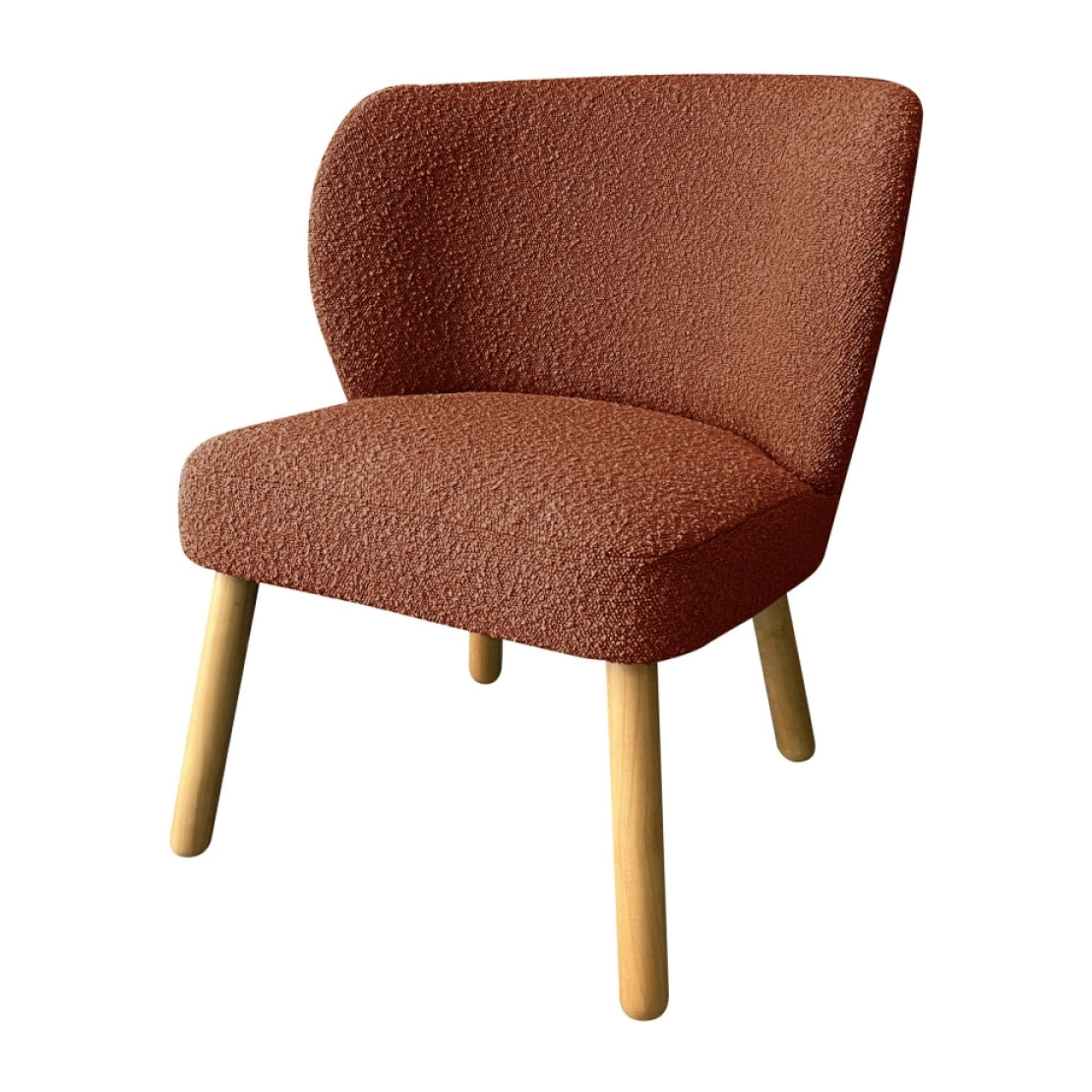 Raph - Fauteuil en tissu bouclette et bois : Couleur - Rouille