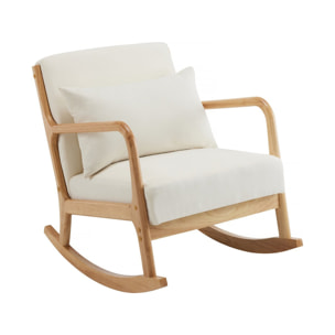 Fauteuil à bascule style scandinave bouclette et bois " Clinton " - Beige