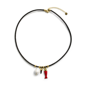 Collar de Resina Roja acabado en oro amarillo de 18k