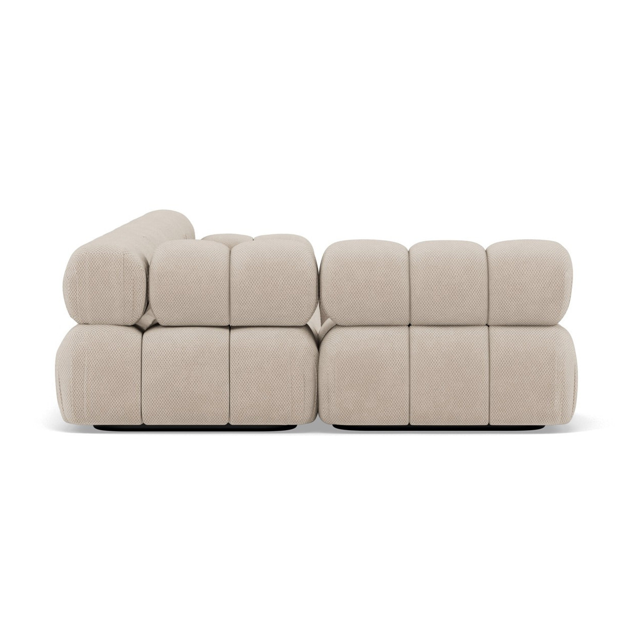 Ruby - canapé panoramique modulable d'angle gauche 7 places en velours texturé - Beige