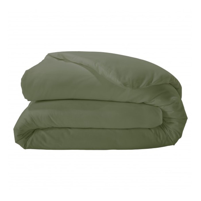 Housse de couette unie en percale de coton - Vert Olive