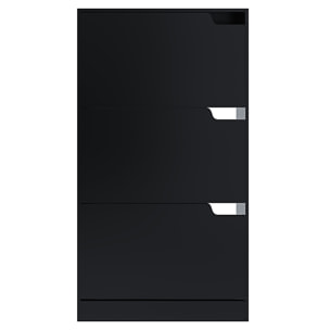 Scarpiera Portascarpe 3 Ante In Legno MDF Salvaspazio A Ribalta Maniglie A Scomparsa Per Ingresso Soggiorno Casa Camera 115x24x63 Cm Nero