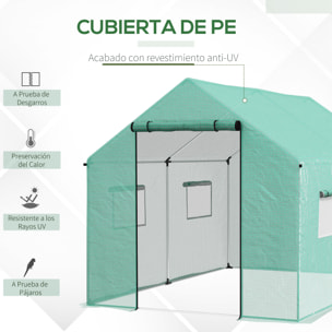 Invernadero de Exterior 2x3x2 m Invernadero de Túnel con 4 Ventanas de Malla y Puerta con Cremallera Invernadero de Huerto Anti-UV para Patio Jardín Verde