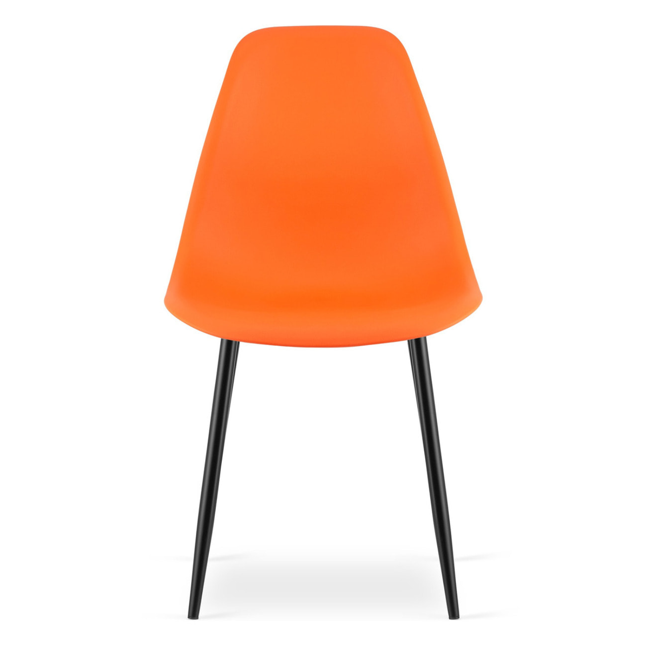 Sedia di design WAT arancione con gambe in metallo nero