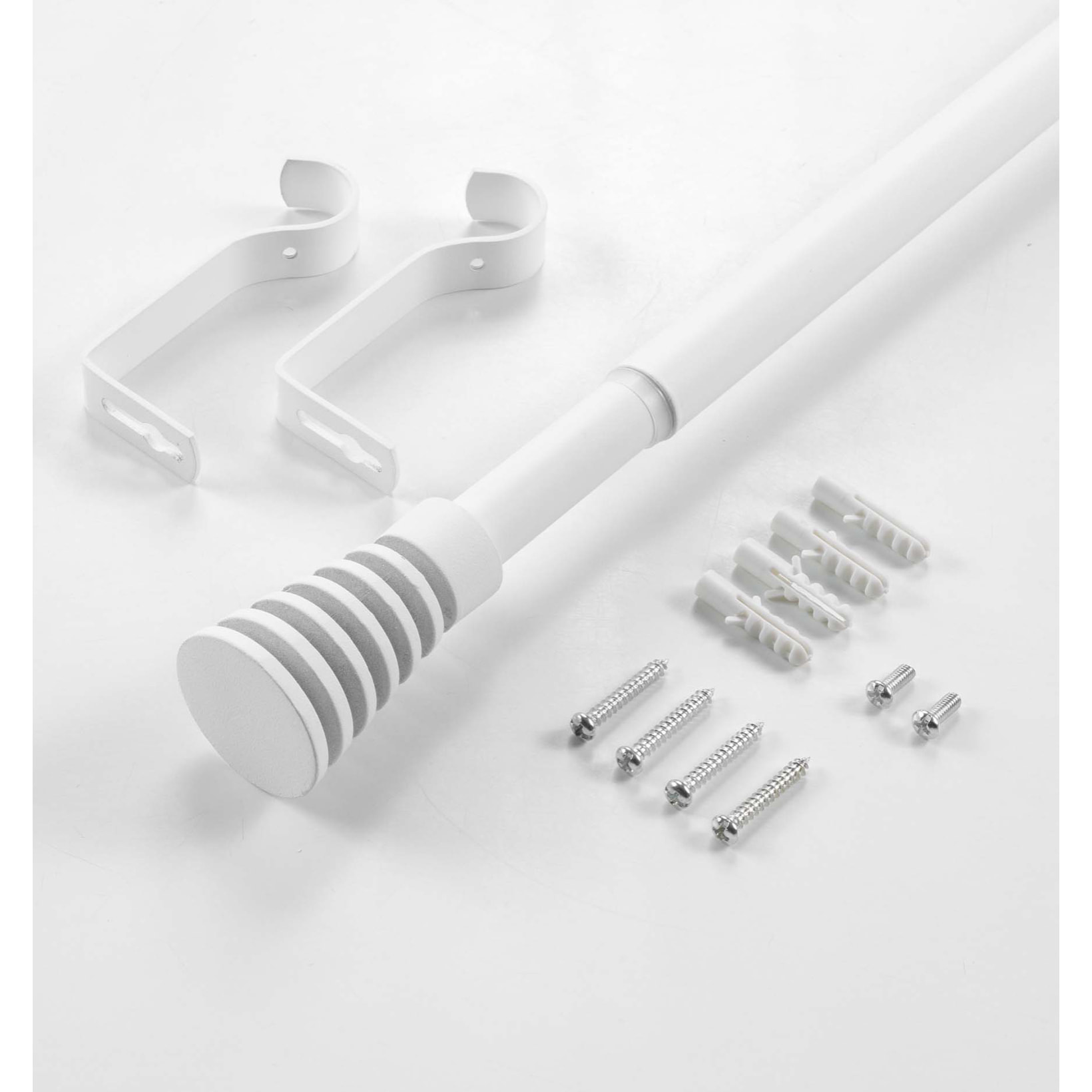 Tringle extensible en en kit avec embout évasé - Blanc