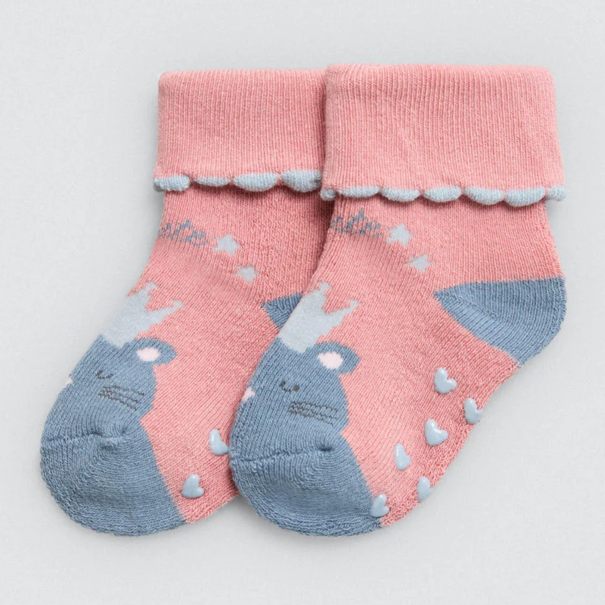 Confezione da 4 calzini termici antiscivolo per neonato nei toni del rosa