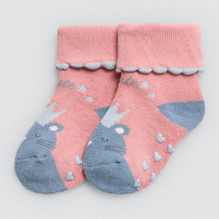 Confezione da 4 calzini termici antiscivolo per neonato nei toni del rosa