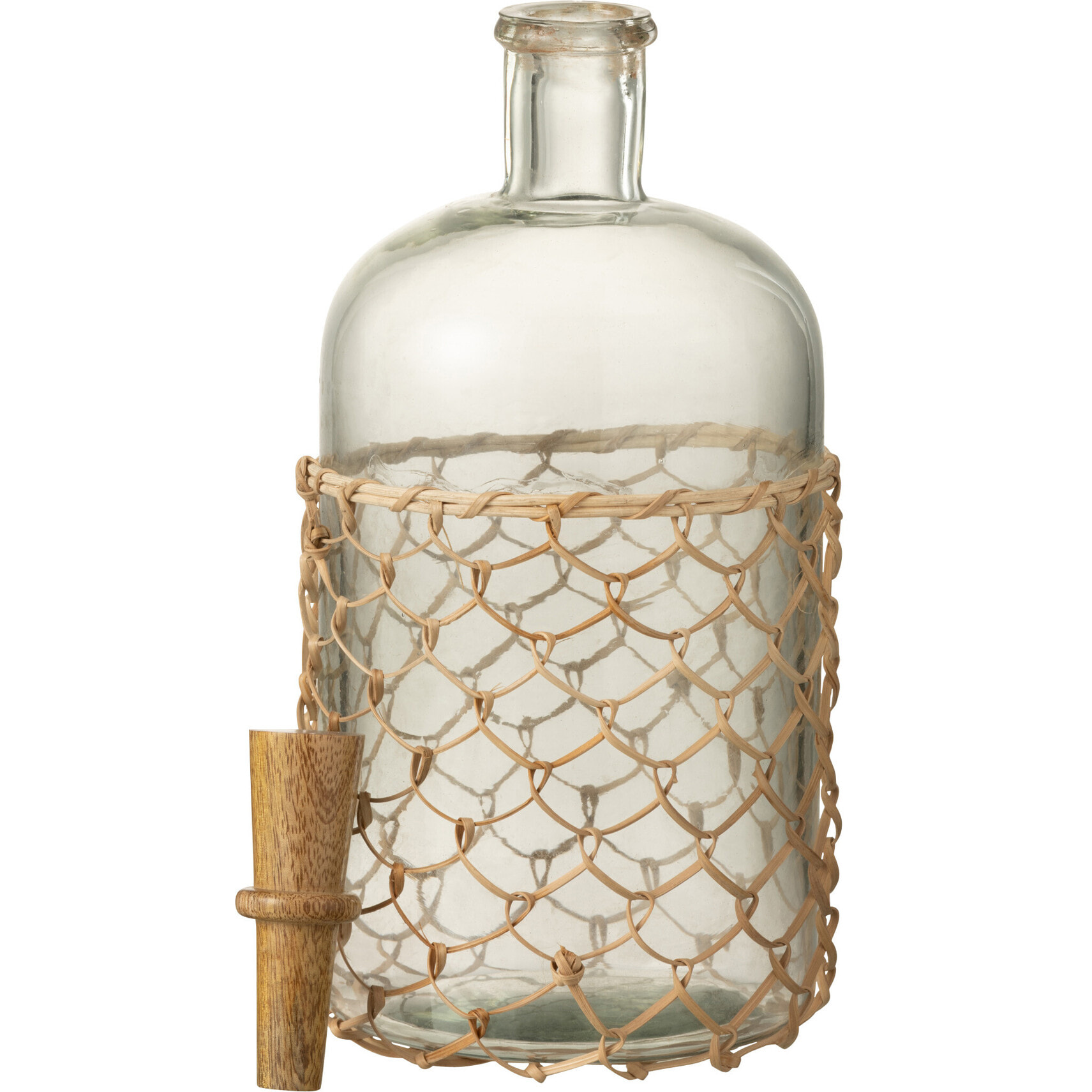 J-Line bouteille tricot - verre et bois - transparent