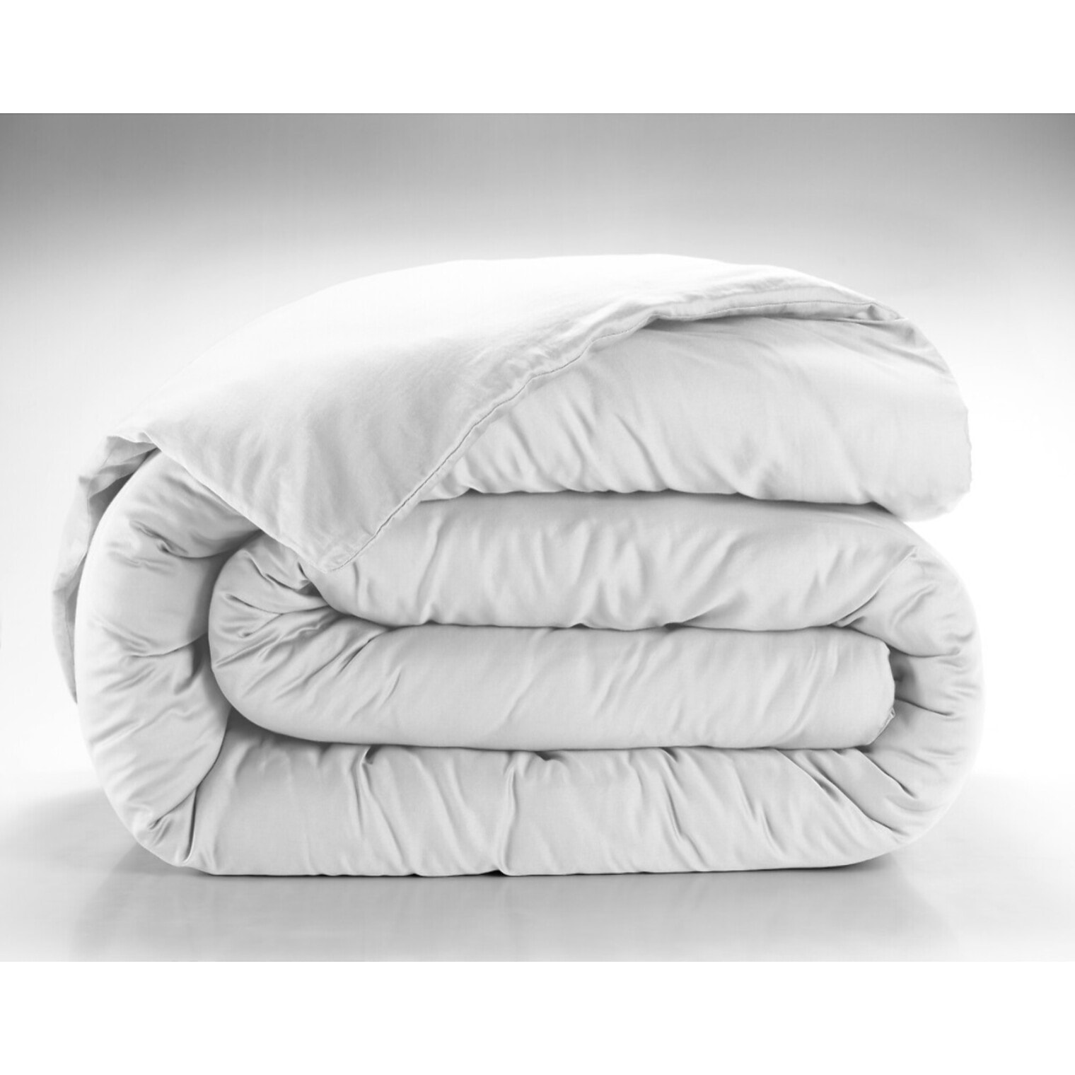 Housse De Couette 100% Satin de Coton lavé 105 Fils Blanc