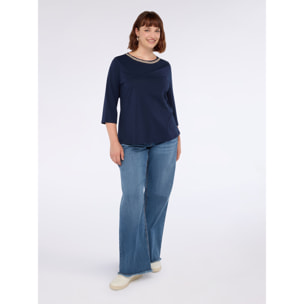 Fiorella Rubino - Camiseta de punto con cadena en el escote - Azul