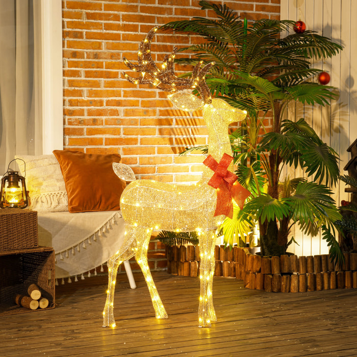 Reno Luminoso de Navidad, Decoración de Navidad con 137 LED Blanco Cálido, Illuminación Navideña para Interior, Exterior y Jardín, Dorado