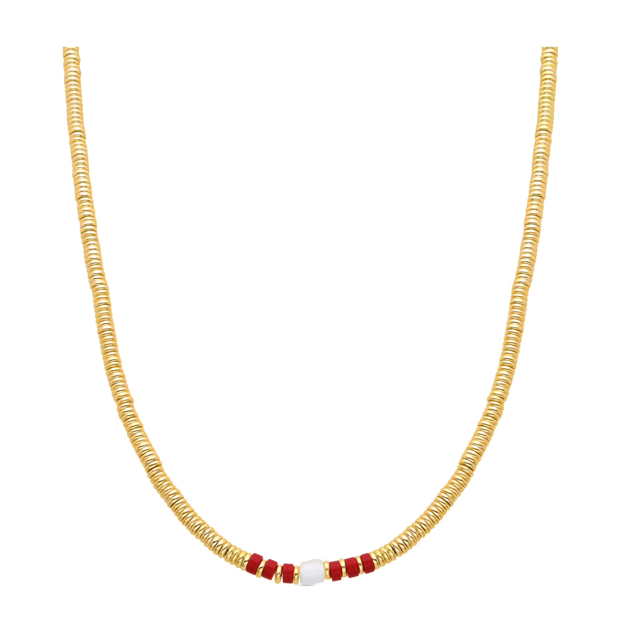 Collar de Coral acabado en oro amarillo de 18k