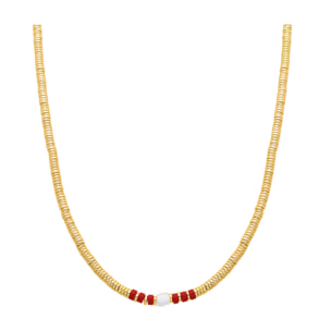 Collar de Coral acabado en oro amarillo de 18k