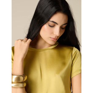 Oltre - Blusa de manga corta en raso - Oro
