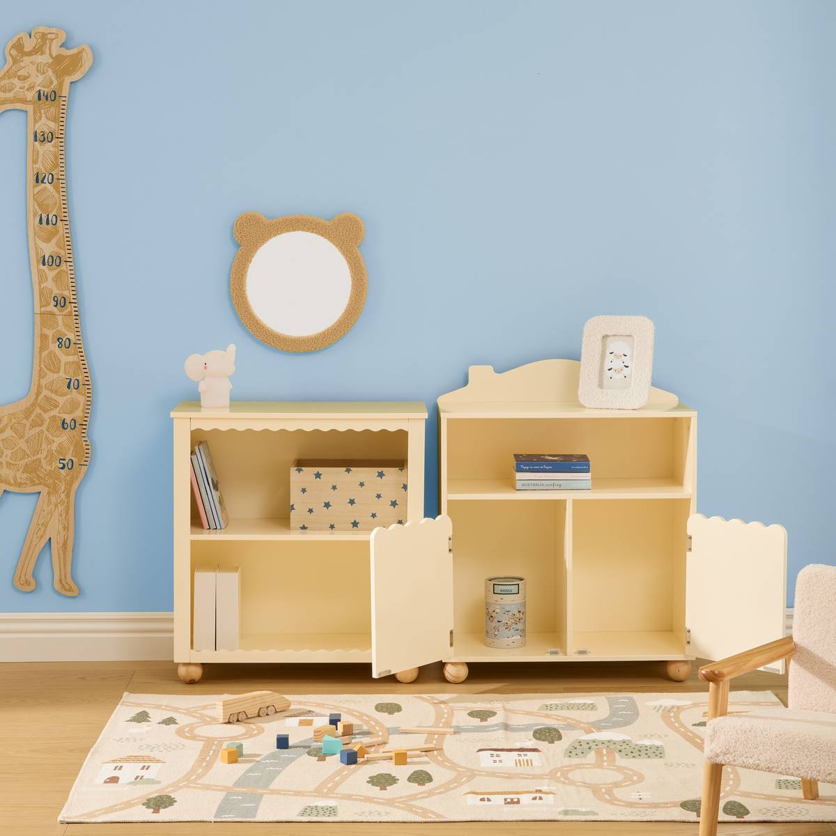 Bibliothèque Enfant Bouli 2 Portes Beige 60x30x75,5 cm