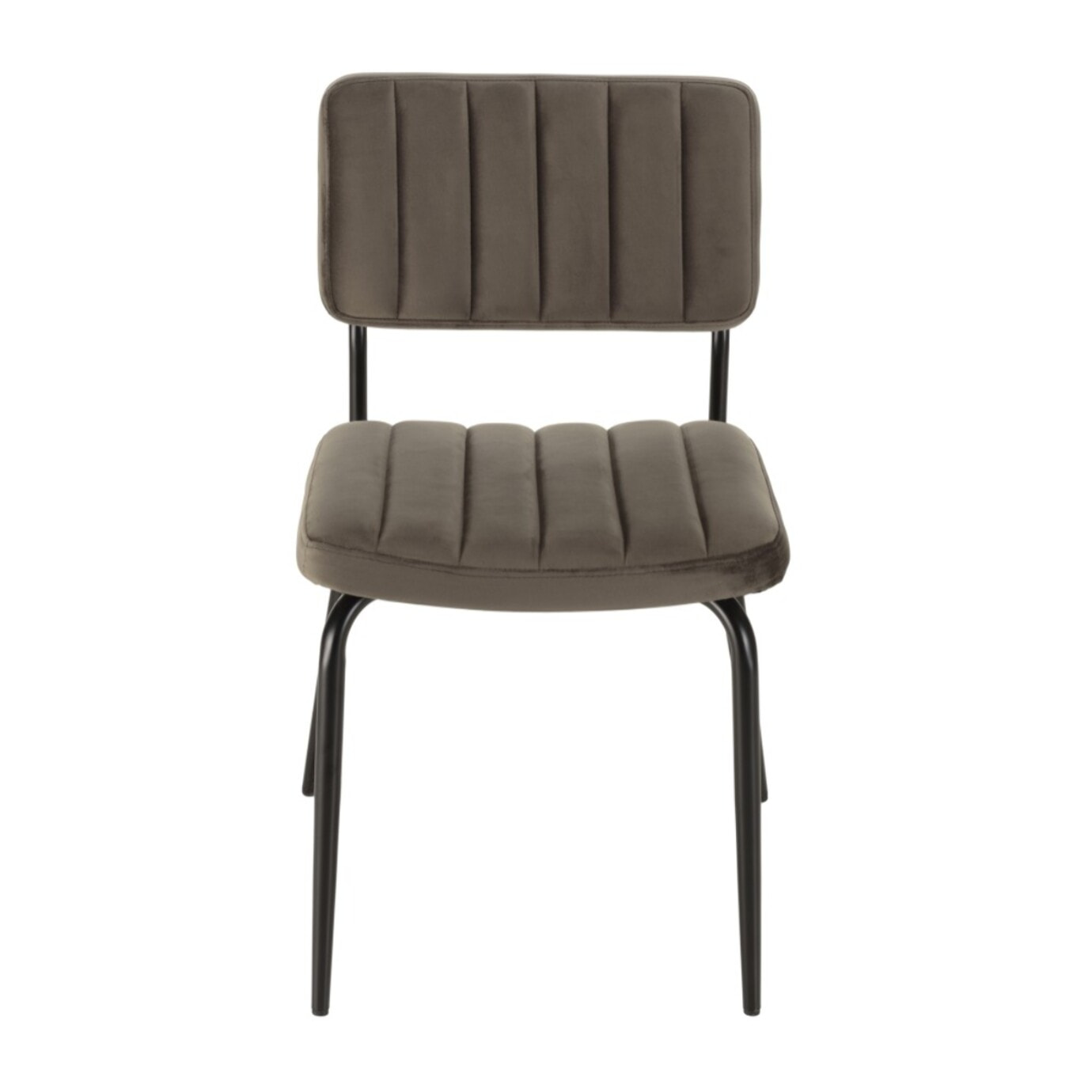AGATHE - Lot de 2 chaises velours gris foncé pieds en métal noir