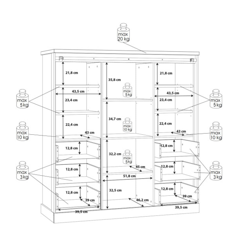 Buffet haut en bois effet chêne & noir - FACTORY