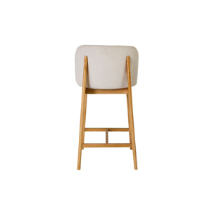 Tabourets de bar en tissu effet velours texturé beige et bois clair H69 cm (lot de 2) TIEGA
