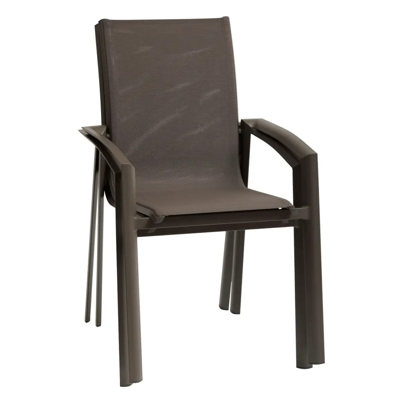 Fauteuil de jardin empilable "Axant" wengé & praline en aluminium traité époxy
