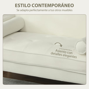 Sofá de 2 Plazas Tapizado en Terciopelo Sofá de Salón de 130 cm con Asiento Capitoné 2 Almohadas y Patas de Madera para Espacios Pequeños Dormitorio Sala de Estar Oficina Crema