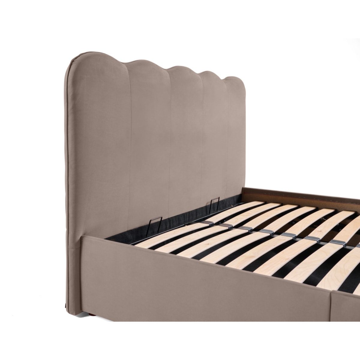 Kahlo - lit coffre - 160x200 - en velours - sommier inclus - Taupe