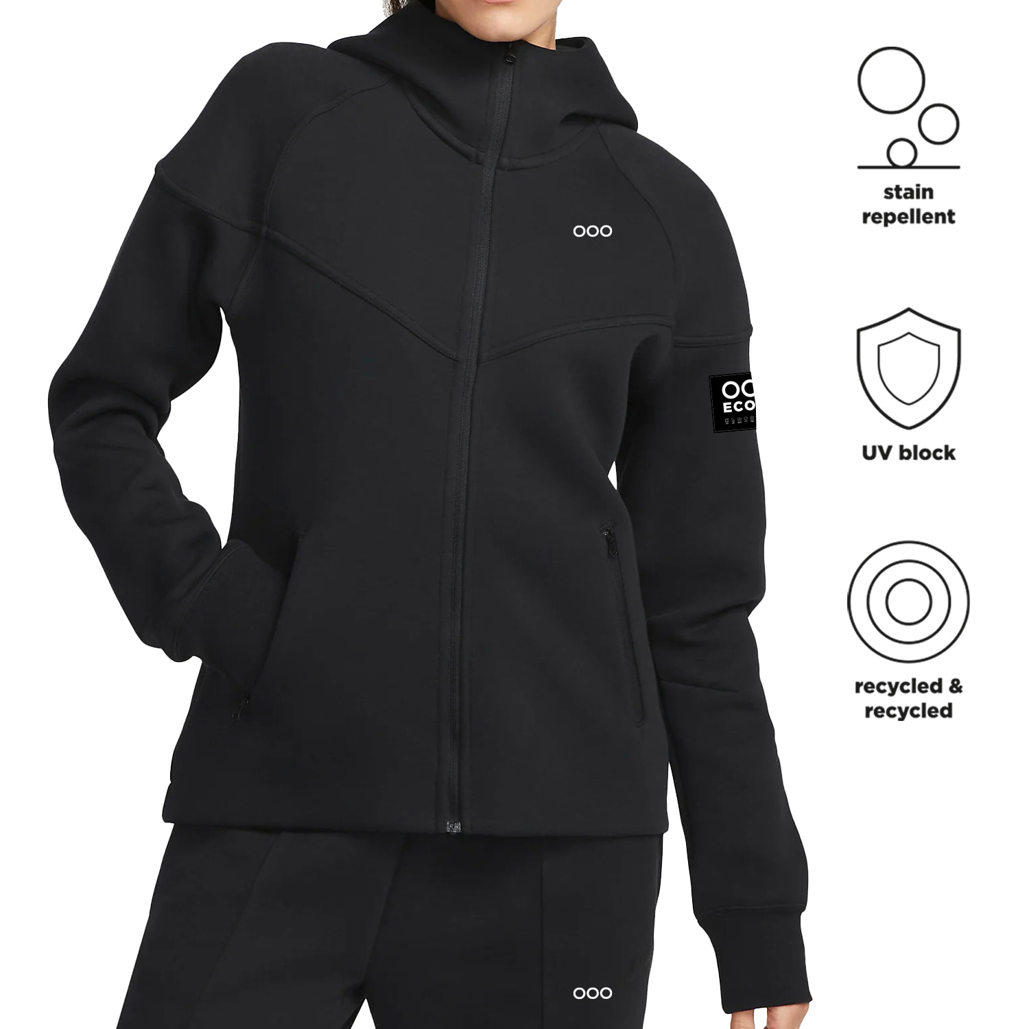 Felpa con cappuccio modello ECOON York in nero