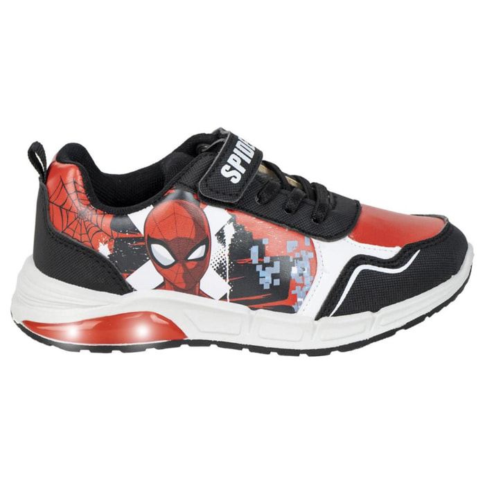 Zapatilla deportiva infantil suela ligera con luces "Spiderman"