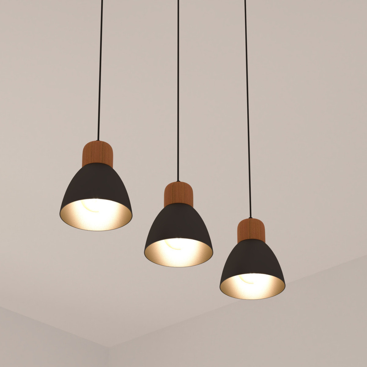 Suspension "Desy" métal noir L64cm