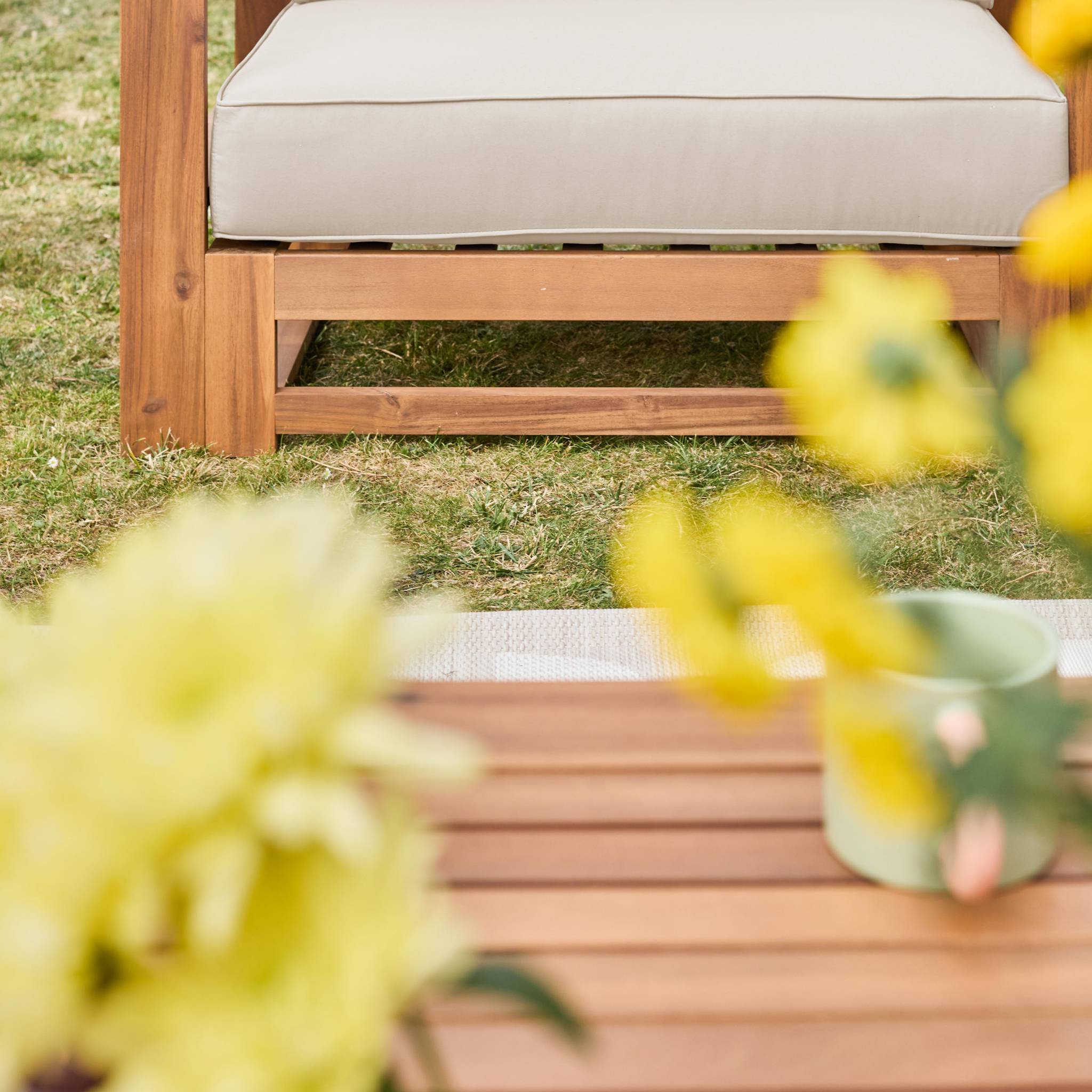 Salon de jardin bois d'acacia 5 places MENDOZA