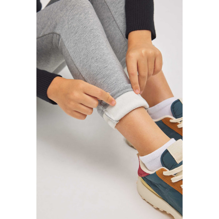 Leggings termici da bambina in pile grigio