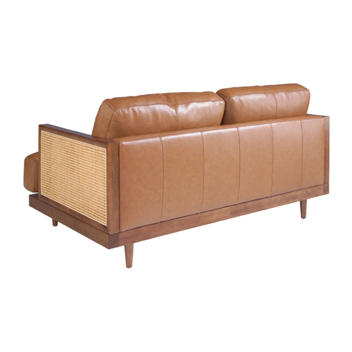 Sofá Angel Cerdá de 2 plazas tapizado en piel de origen vacuno en marrón patas de madera en nogal 164x96x83cm