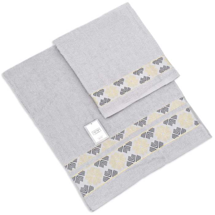 SET ASCIUGAMANI COTTON MANIA - CHARMS - GRIGIO CHIARO