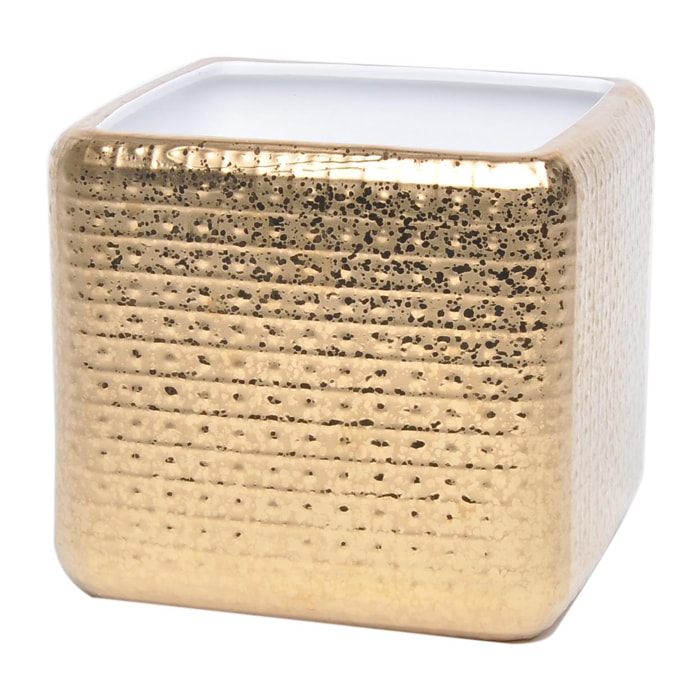 Cubo Oro - Pezzi 1 - 19,5X17,5X19,5 - Colore: Dorato - Bianchi Dino - Ceramica