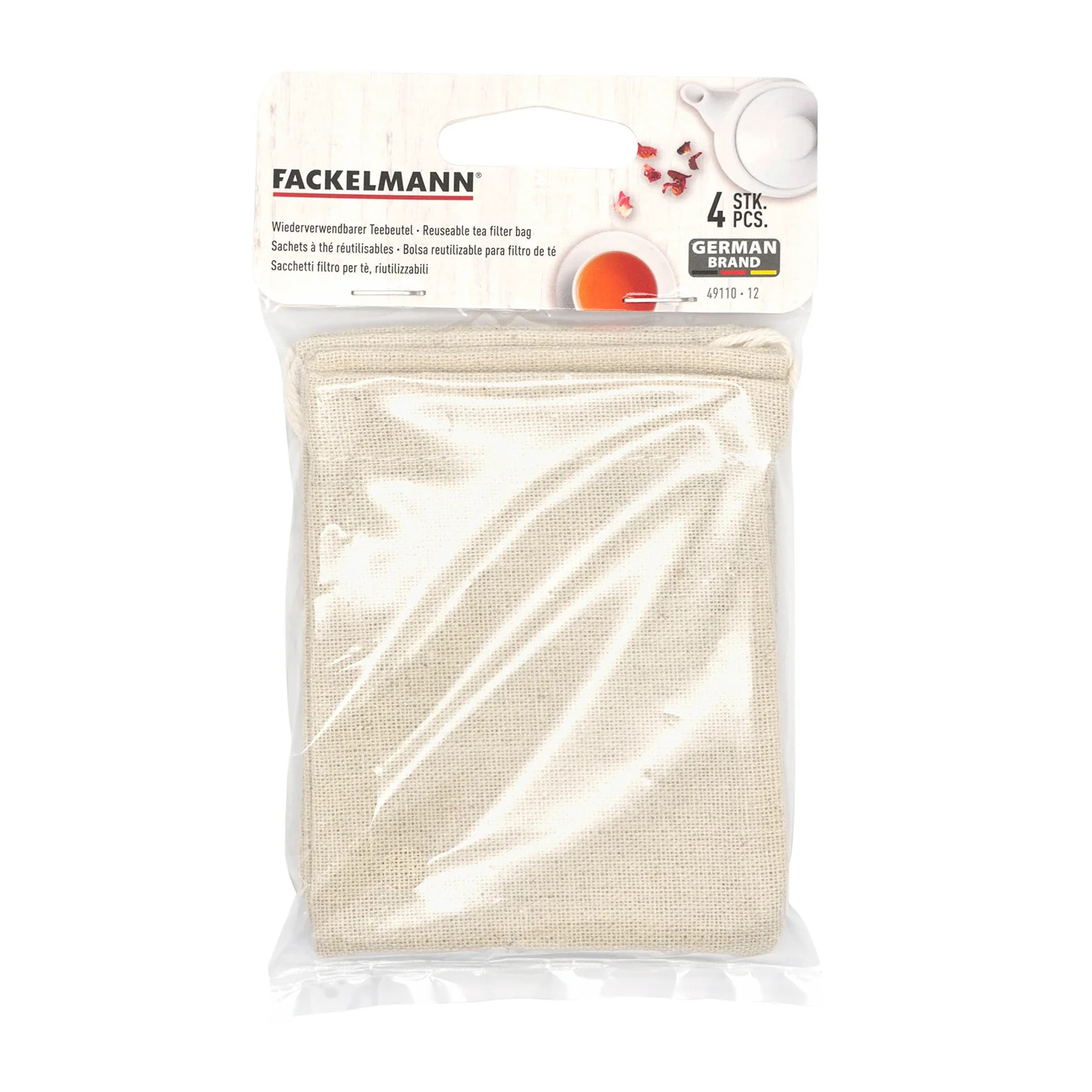 Lot de 4 sachets réemployables pour thé ou infusion Fackelmann