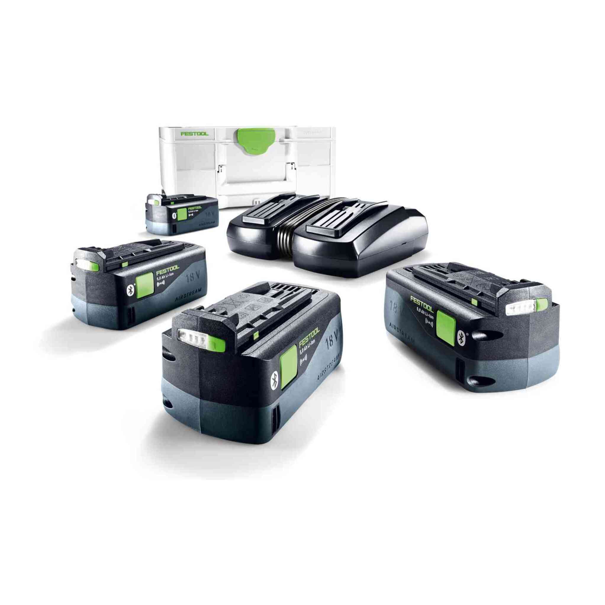 Set énergie SYS 18V - FESTOOL - avec 4 x batterie BP 18v 5,0Ah - chargeur double - Systainer - 577709