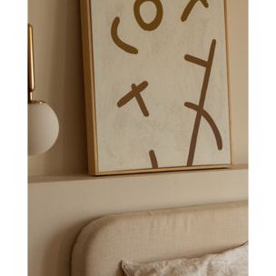 Tableau beige et marron décoratif sur coton avec cadre en bois peint à la main à la peinture à l'huile en différentes tailles