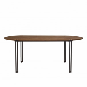 ALIDA - Table à manger ovale 200x105cm plateau bois de teck recyclé