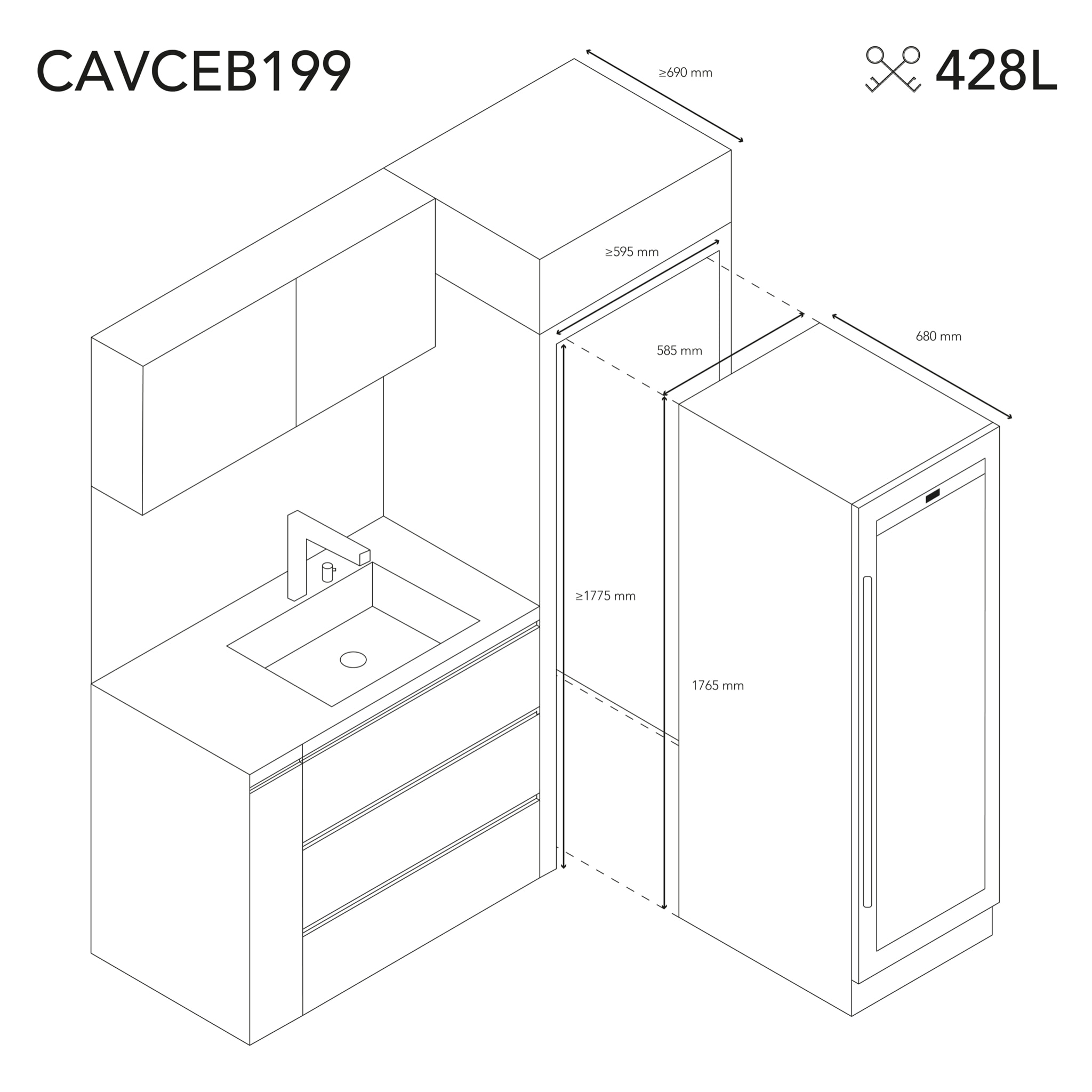 Vinoteca 199 botellas CAVCEB199 Les Petits Champs, 428L