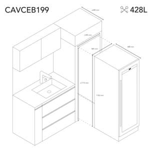 Vinoteca 199 botellas CAVCEB199 Les Petits Champs, 428L
