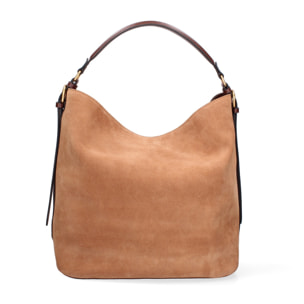 Borsa a spalla da donna Made in Italy - Modello Seraphina Plus - Pelle scamosciata - 31.0 x 31.0 x 15.0 cm