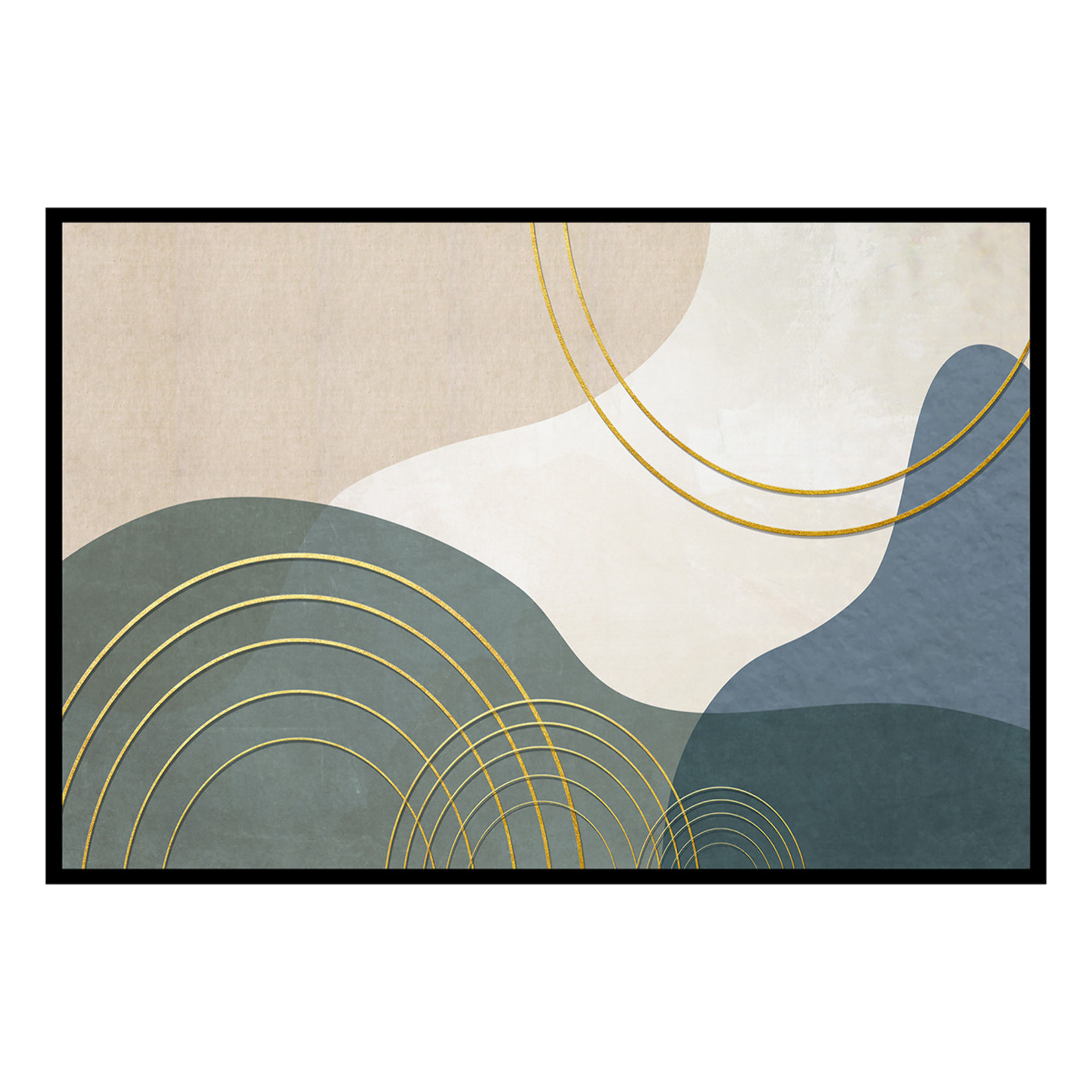 Affiche encadrée abstraction formes organiques Affiche + cadre en métal - Noir