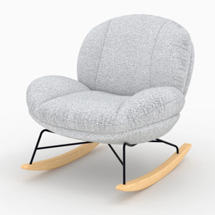 Rocking chair en tissu bouclette gris chiné - Lenny